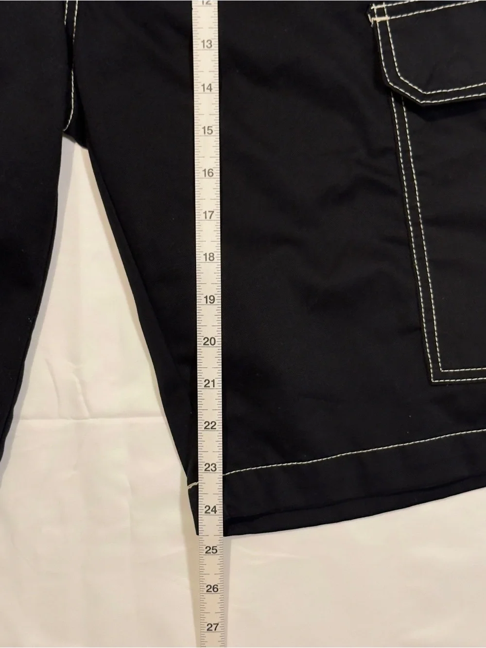 True Religion Black Cargo Shorts with White Contrast Stitching
